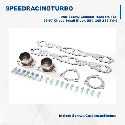 Shorty Exhaust Headers Manifold for 55-57 Chevy Small Block SBC 265 283