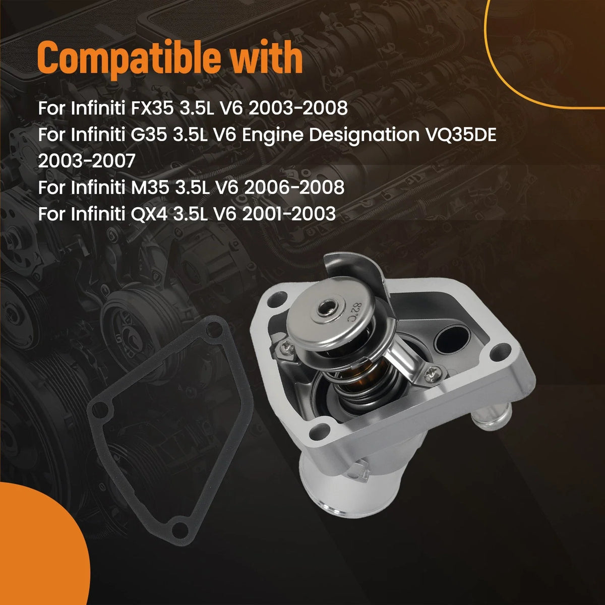 Thermostat Assembly for Infiniti FX35 G35 M35 V6 3.5L (2003–2008) 2120031U13