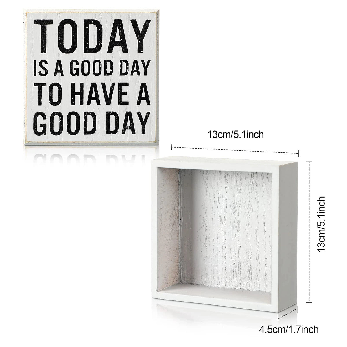 Positive Wood Sign for Office Desk (5x5 inches, 1.78 inches thick)