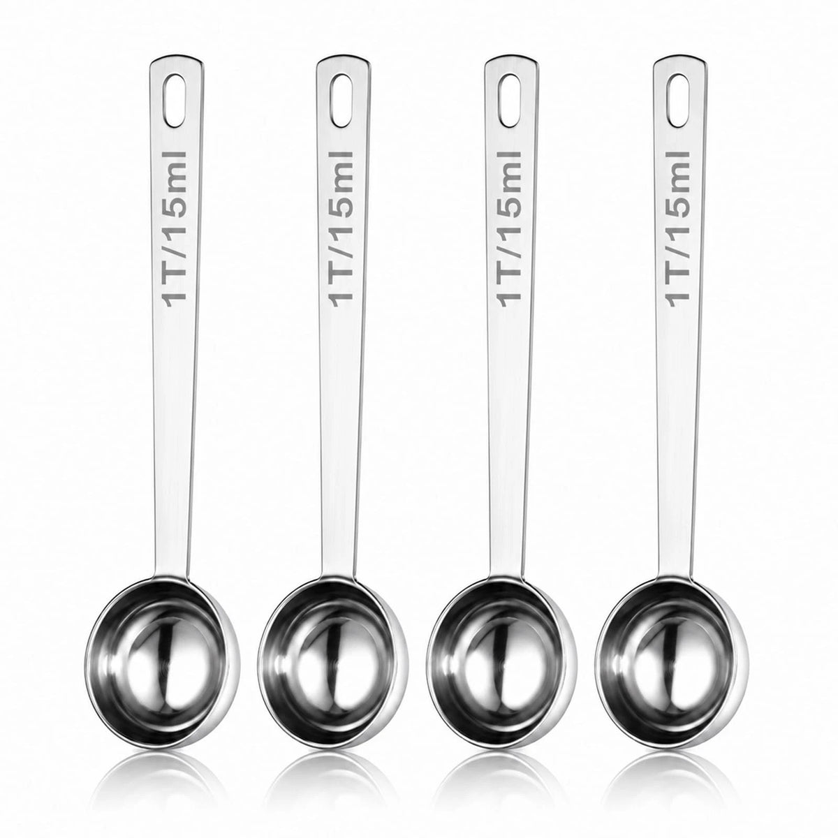 4 Pack Coffee Scoop Spoons 1 Tbsp (15ml) Stainless Steel Silver