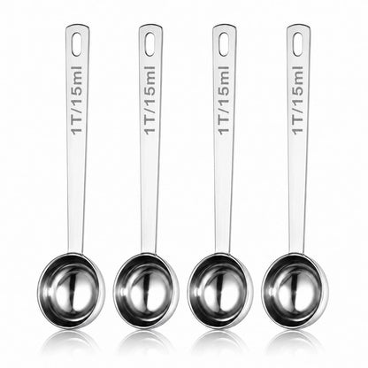 4 Pack Coffee Scoop Spoons 1 Tbsp (15ml) Stainless Steel Silver