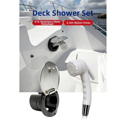 316 Stainless Steel Marine Shower Set for Boats (Rainfall Head, Nylon Hose)