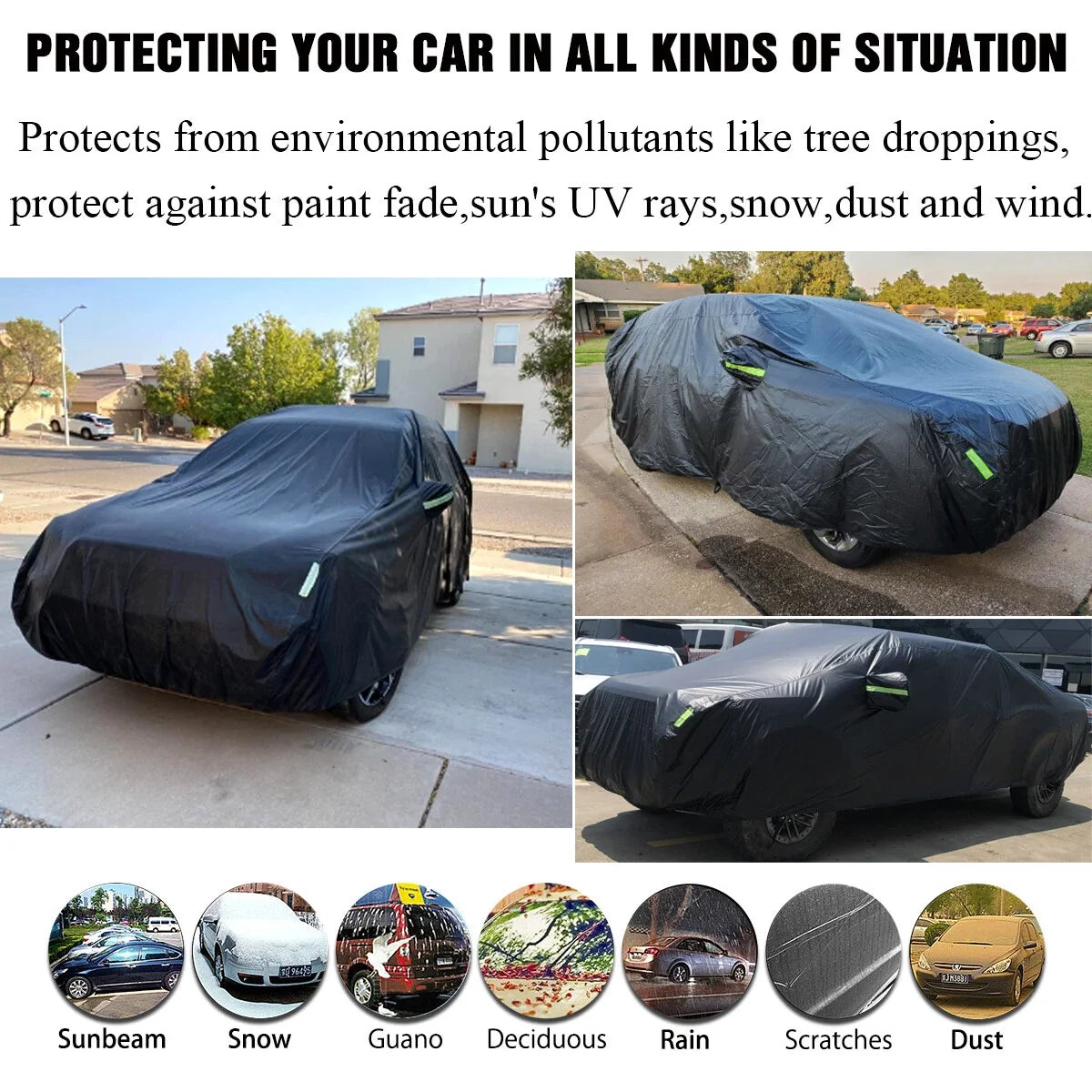 Waterproof Full Car Cover for Universal Fit (M-XXL) - UV, Dust, Rain Resistant