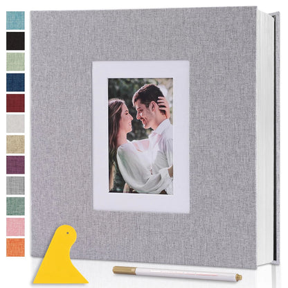 Self Adhesive Photo Album with 40 Pages - Large 11x10.6, Grey