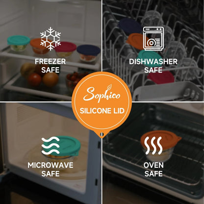 Set of 4 Silicone Replacement Lids for Pyrex and Anchor Hocking 6oz