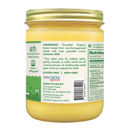 Organic Grass Fed Ghee Clarified Butter 14 oz Cooking Oil