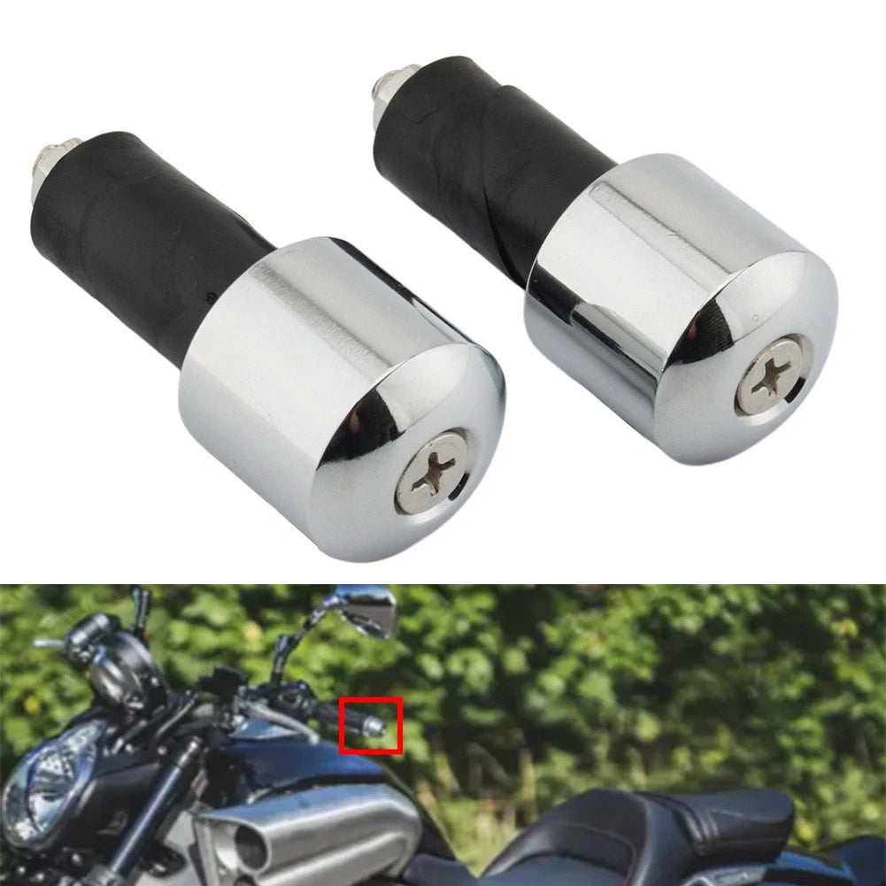 2X Chrome Handlebar End Caps for Yamaha VMAX 400 450 500 750
