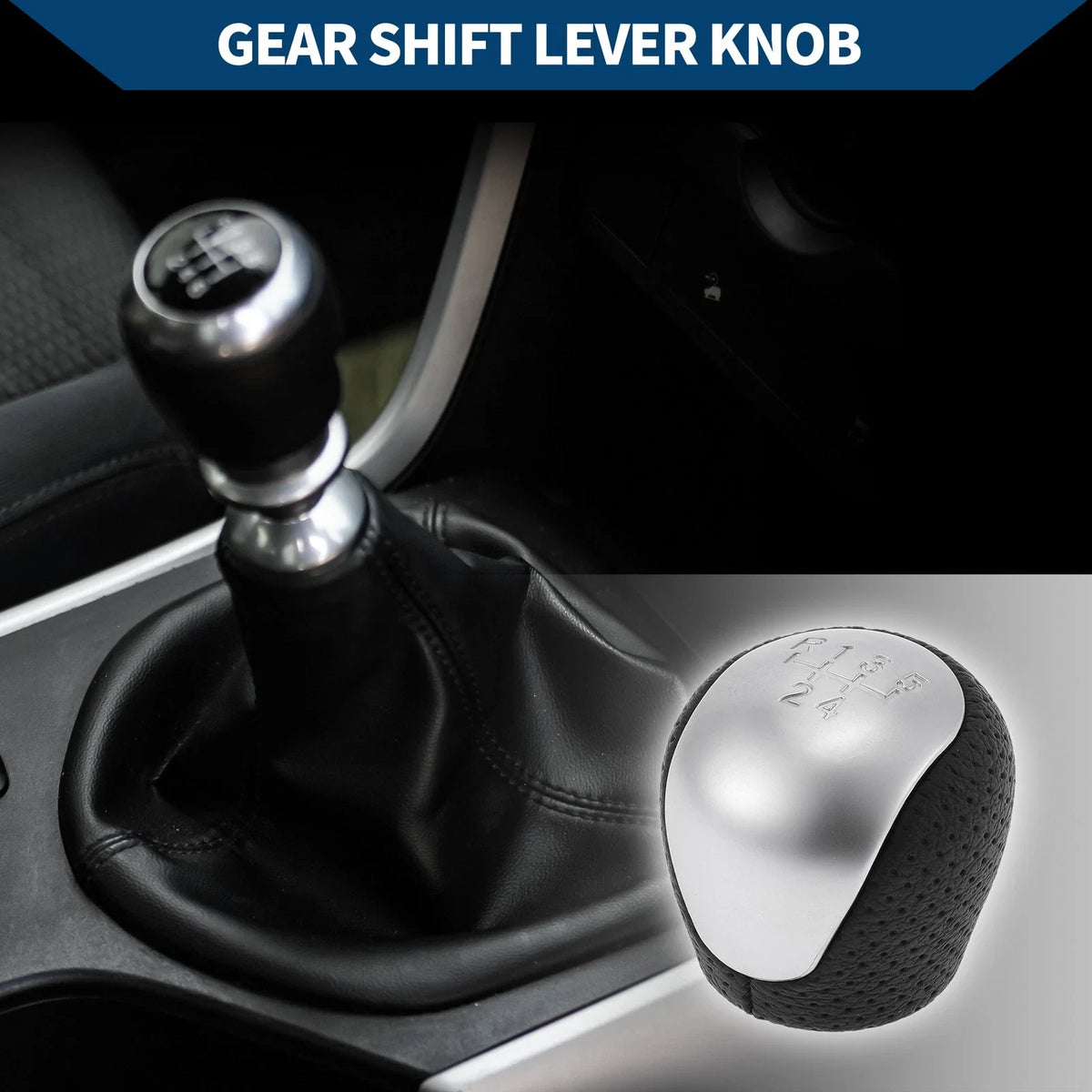 5 Speed Manual Gear Shifter Knob for Hyundai Elantra (2009–2012) Faux Leather Black