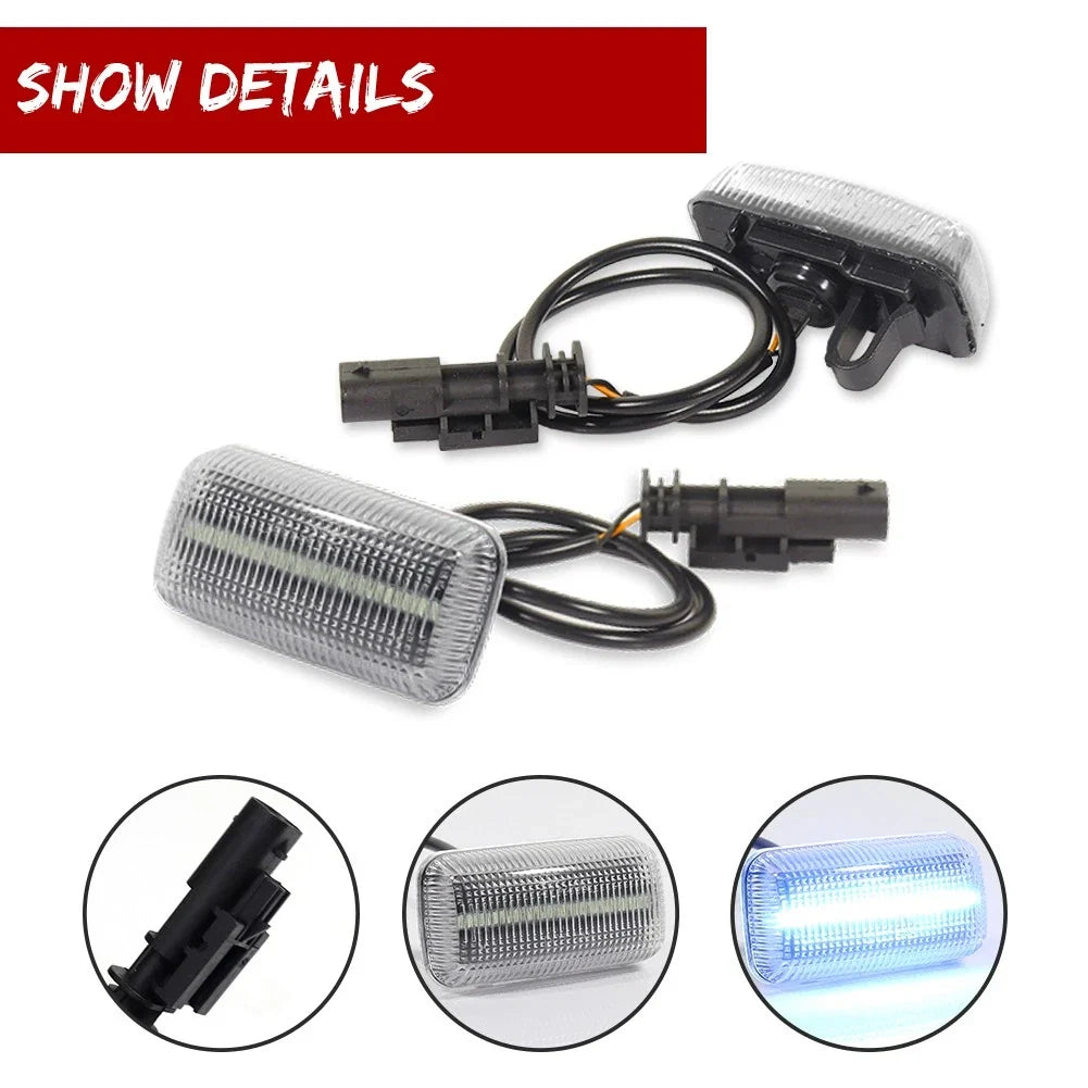 2X Clear Ice Blue LED Rear Fender Marker Lights for Chevy GMC 2500/3500HD (2015–Present)