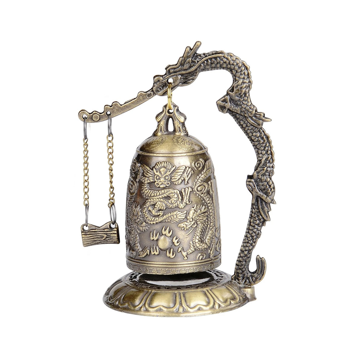 Brass Gong Dragon Stand Meditation Bell for Zen Desk Decor (No Part Numbers)