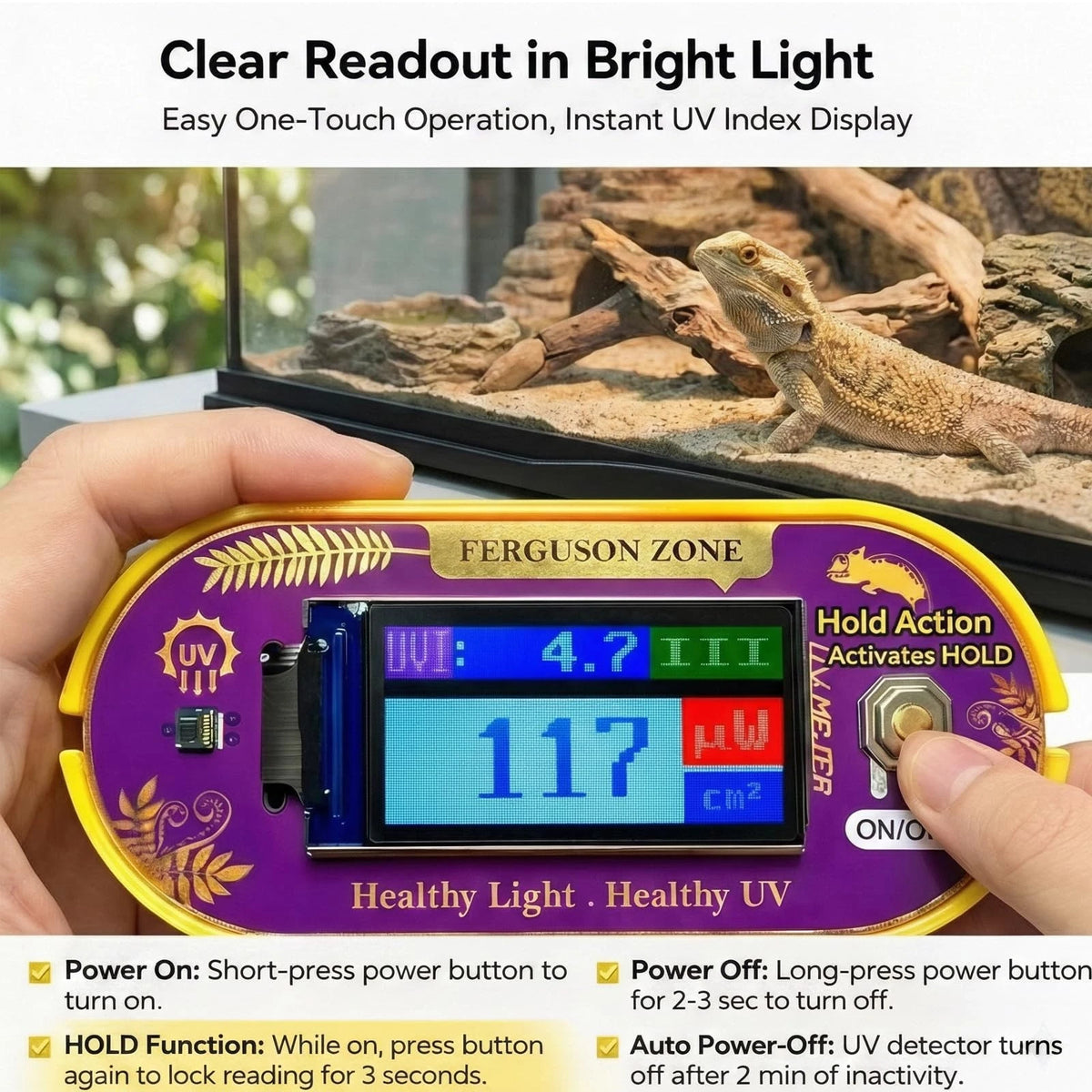 ClariVora UVB UVA Light Meter for Bearded Dragon Tank (2010–2023)