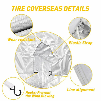 12"-15" Silver Spare Wheel Tire Cover for Universal Cars (Fits 27"-29")