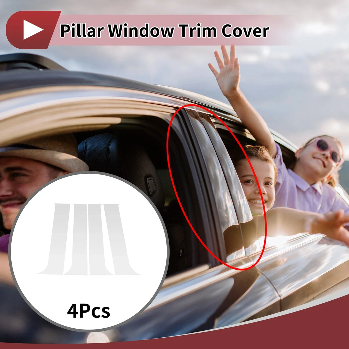 Door Pillar Window Trim for Ford F250 (1999–2014) Silver Tone