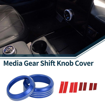 2X Media Volume Gear Shift Switch Knob Cover Ring for Ford Mach-E (2021–2024) Blue