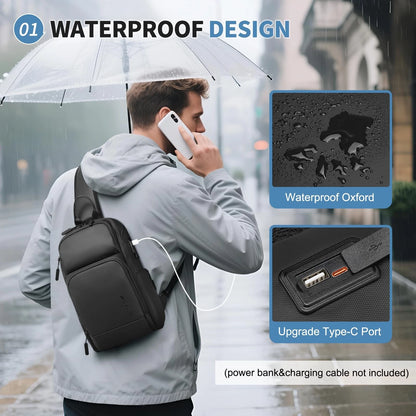 Sling Bag for Men - Convertible Anti Theft Backpack, Small, Black