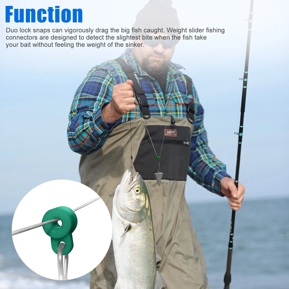 50/100x Heavy Duty Fishing Sinker Slide Swivel Duo Lock Snap Slider