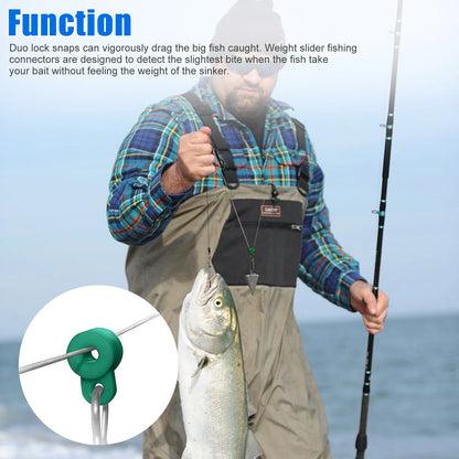 50/100x Heavy Duty Fishing Sinker Slide Swivel Duo Lock Snap Slider