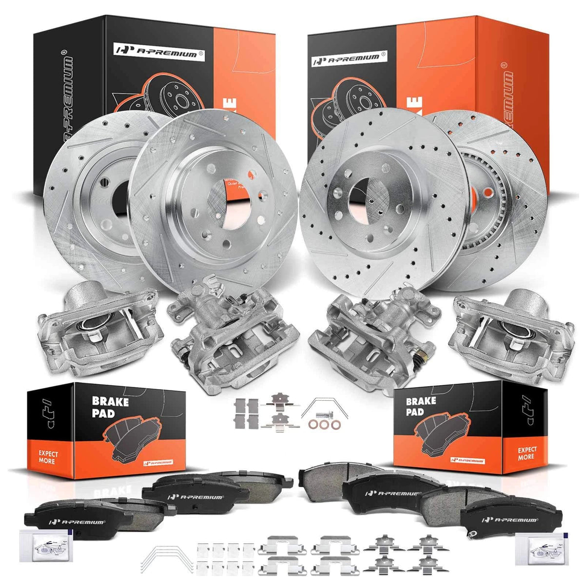 Set of 16 Disc Brake Rotors, Pads & Calipers for Lincoln Ford