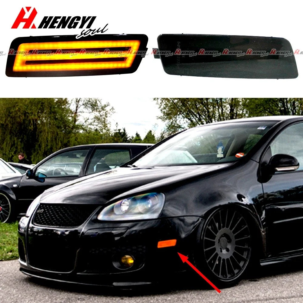 Amber LED Smoke Lens Front Side Marker Light for VW MK5 Golf GTI Jetta R32 (2006–2009)