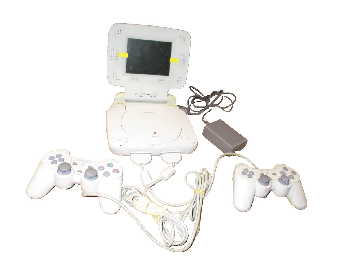 2X Sony PSOne PlayStation 1 Slim SCPH-101 Consoles with LCD Screen & Adapter