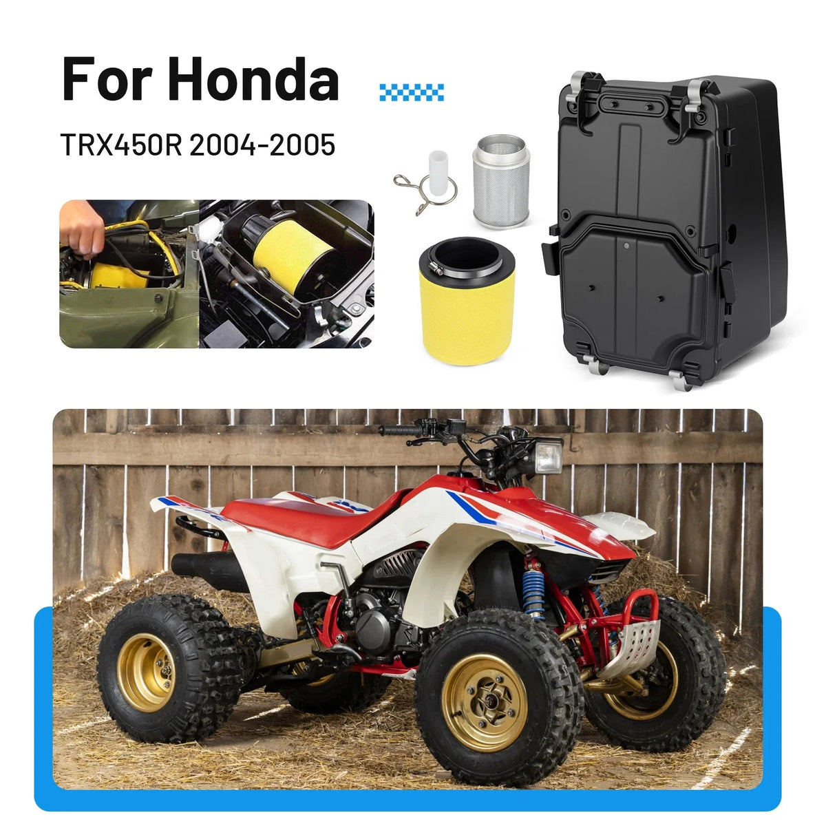 Air Box & Air Filter Complete Kit for Honda TRX450R (2004–2005) 17210-HP1-000