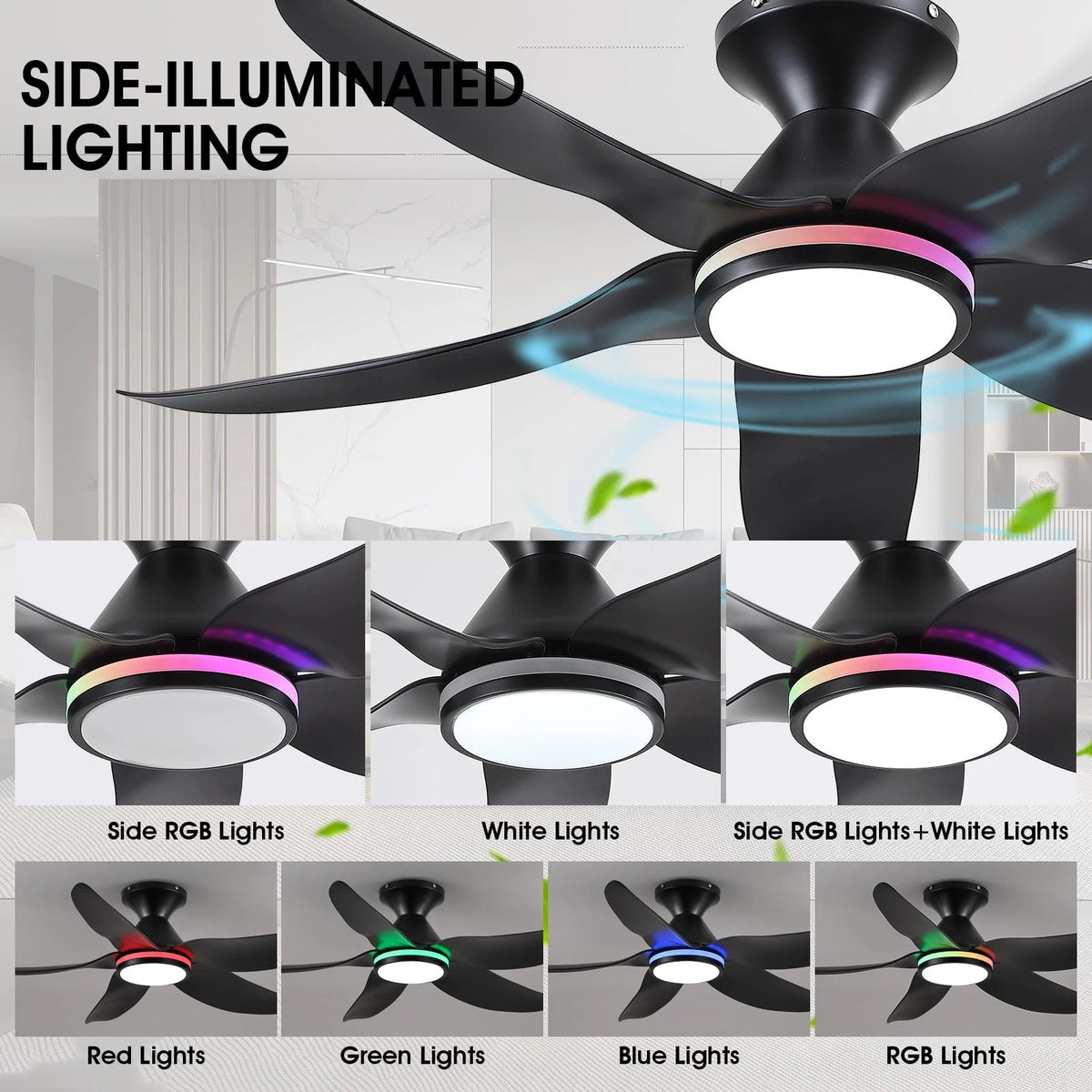 46" Ceiling Fan with Lights for Low Profile Ceiling Fans (Remote/APP Control)