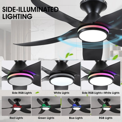 46" Ceiling Fan with Lights for Low Profile Ceiling Fans (Remote/APP Control)
