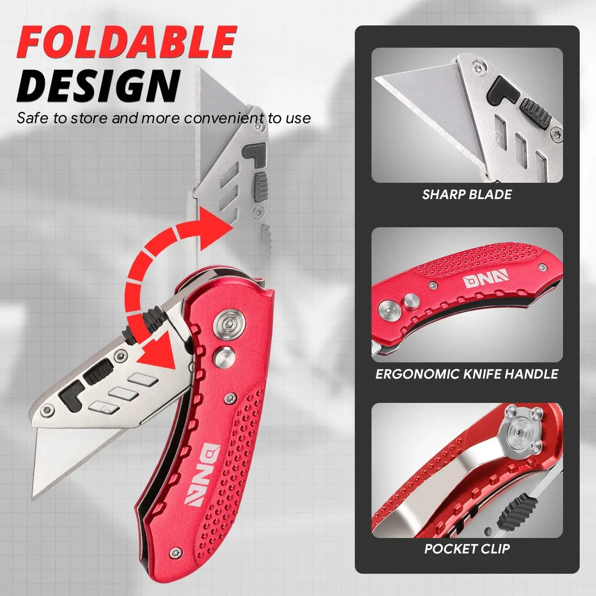 10Pcs Utility Knife with Quick-Change Locking Mechanism and Spare Blades