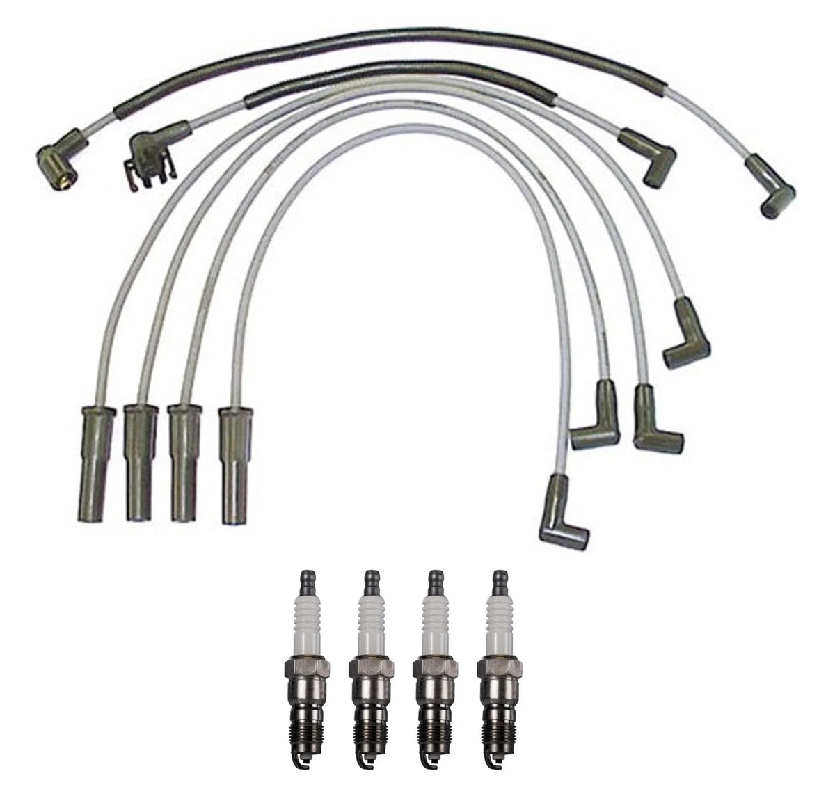 Denso 8mm Wire Set & 4 U-Groove Spark Plugs Kit for Ford Mercury L4