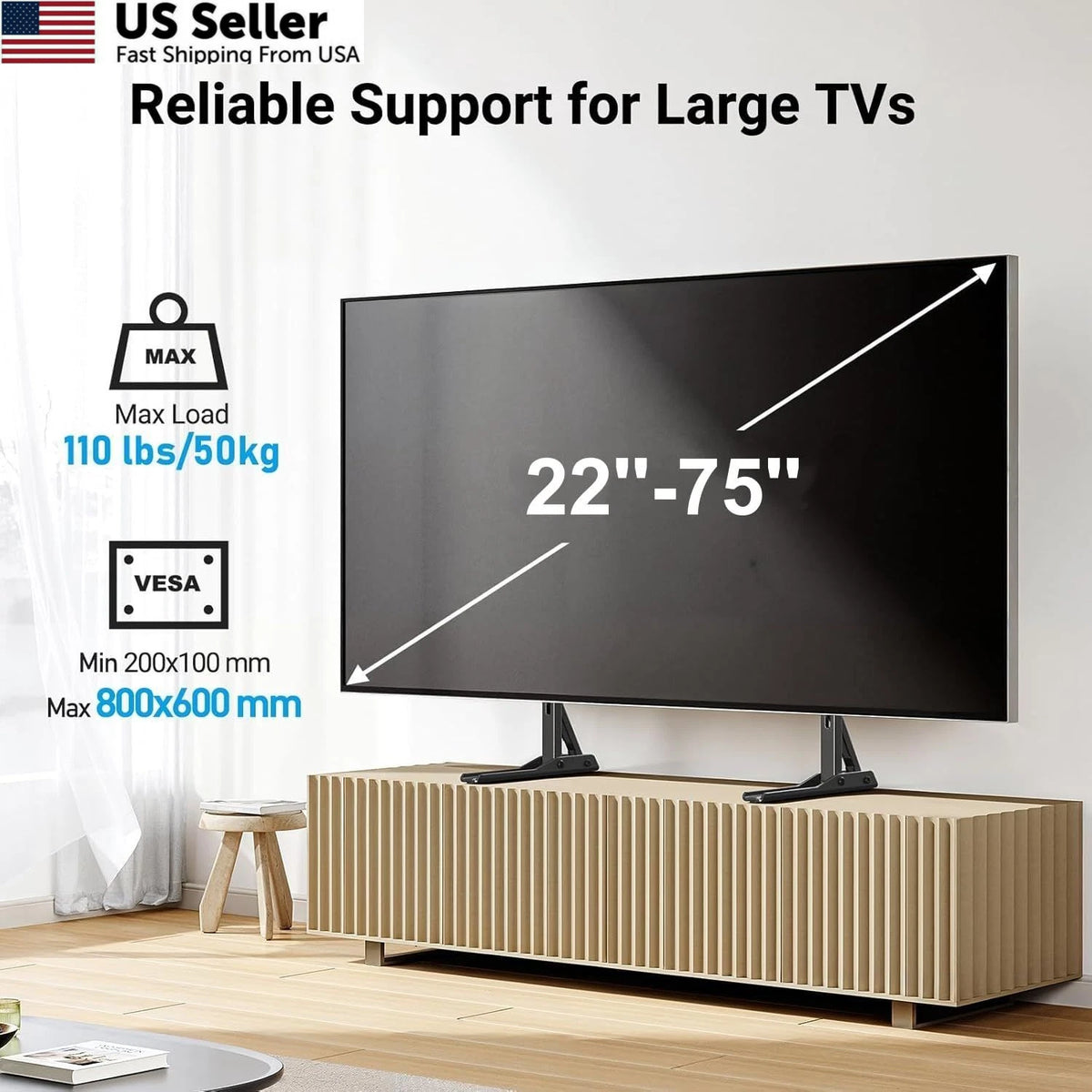Universal TV Stand Mount for 37"-70" TVs (Steel Leg, Black)