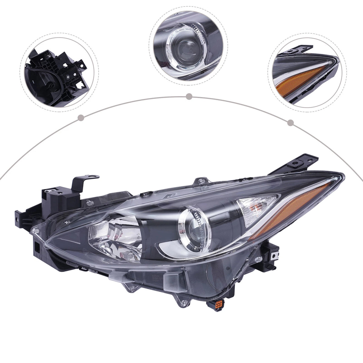 Halogen Headlight Driver Left Side for Mazda 3 (2014–2016) BPW1510L0