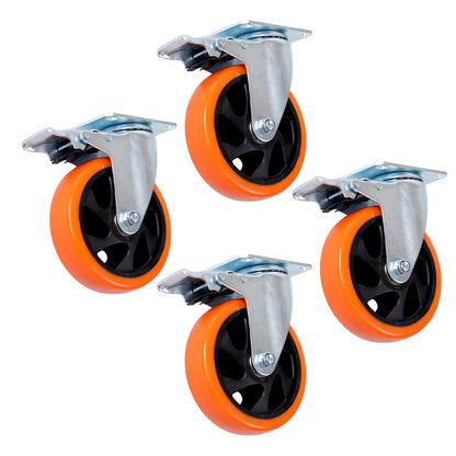 Set of 4 Heavy Duty 5 Inch Swivel Caster Wheels with Dual Locking