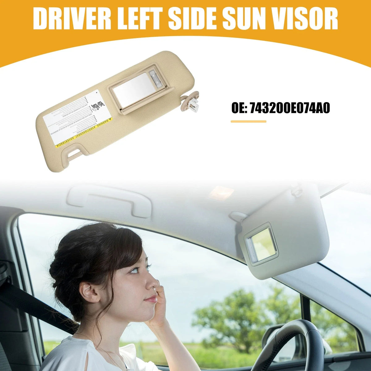 Sun Visor Assembly No.743200E074A0 for Toyota Highlander (2014–2019) Beige