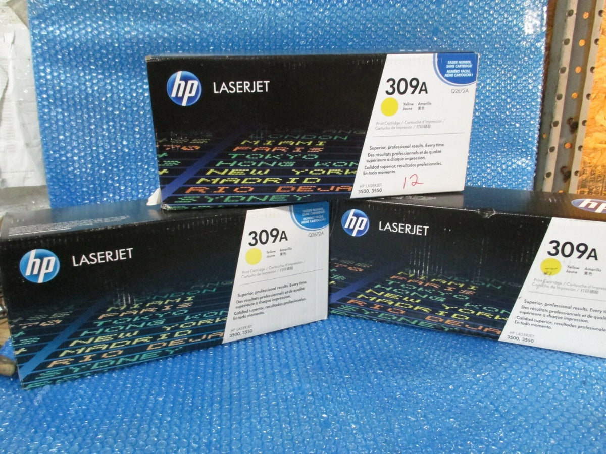 3X Genuine HP 309A Toner Cartridge (Yellow)