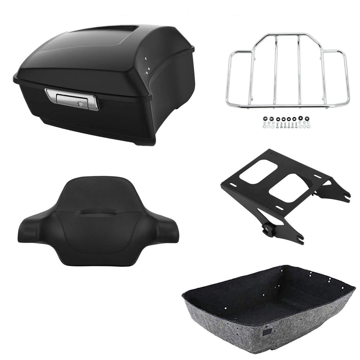 Matte Black Trunk Backrest Pad Rack for Harley Street Glide (2014–2026)