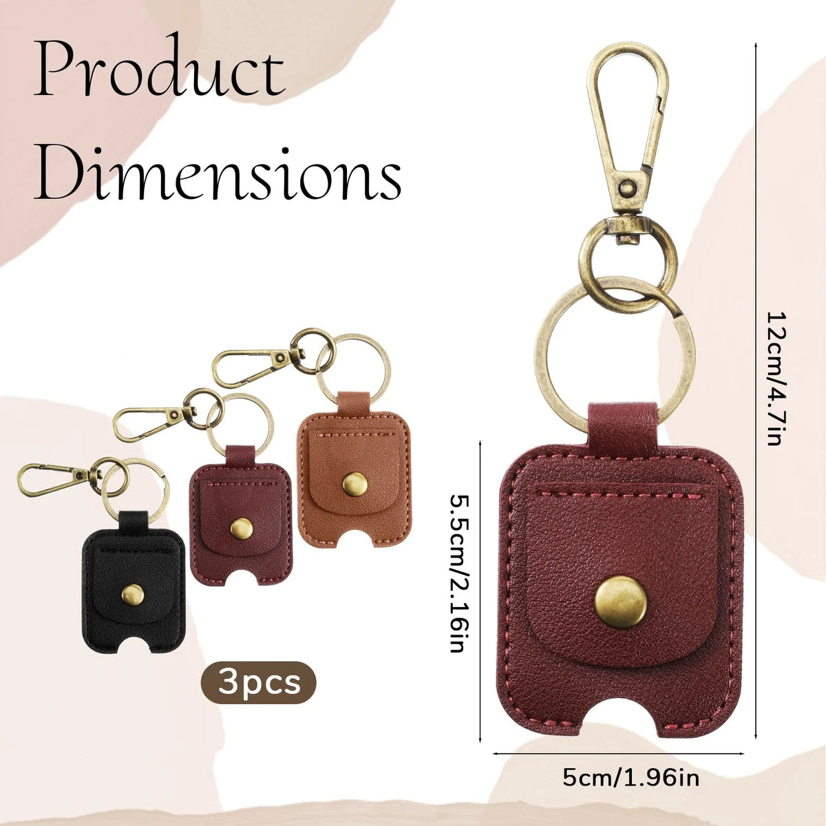 Set of 3 Key Covers for Car Keys PU Leather Sleeve (5358XSWS2088)