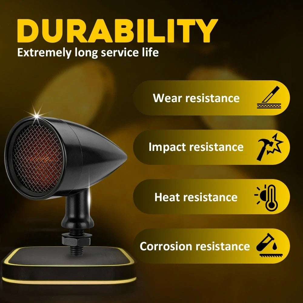 2X LED Black Motorcycle Bullet Amber Turn Signals for