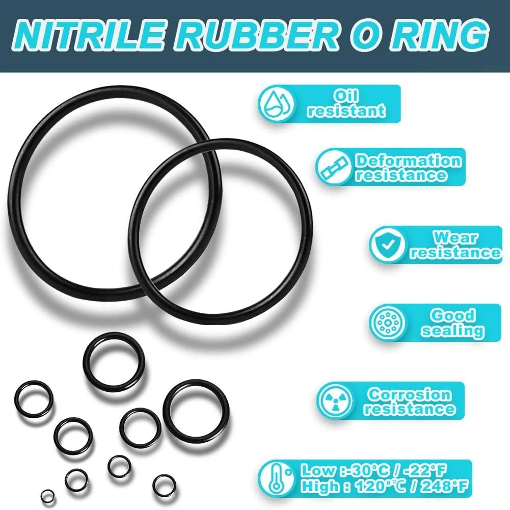 400 Pcs Hydraulic O-Ring Seal Kit for Various Applications (Buna-N 70A)