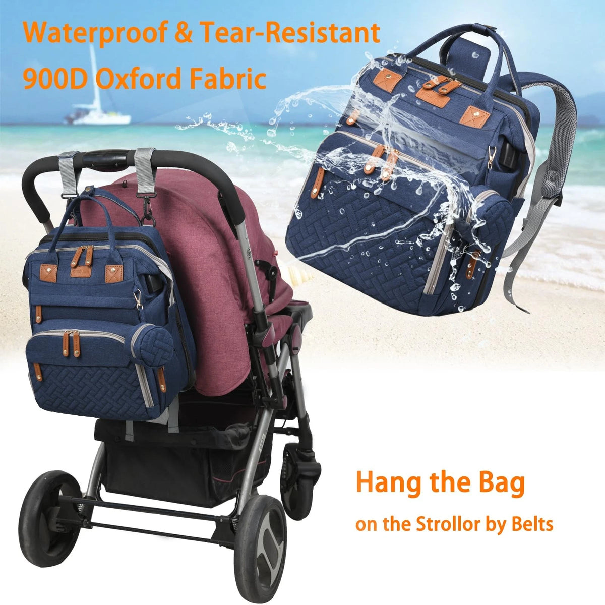 Astro Alan Baby Diaper Bag with Changing Station, Waterproof, Blue