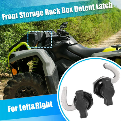 1 Pair Front Storage Rack Box Detent Latch for Silver Tone, Black