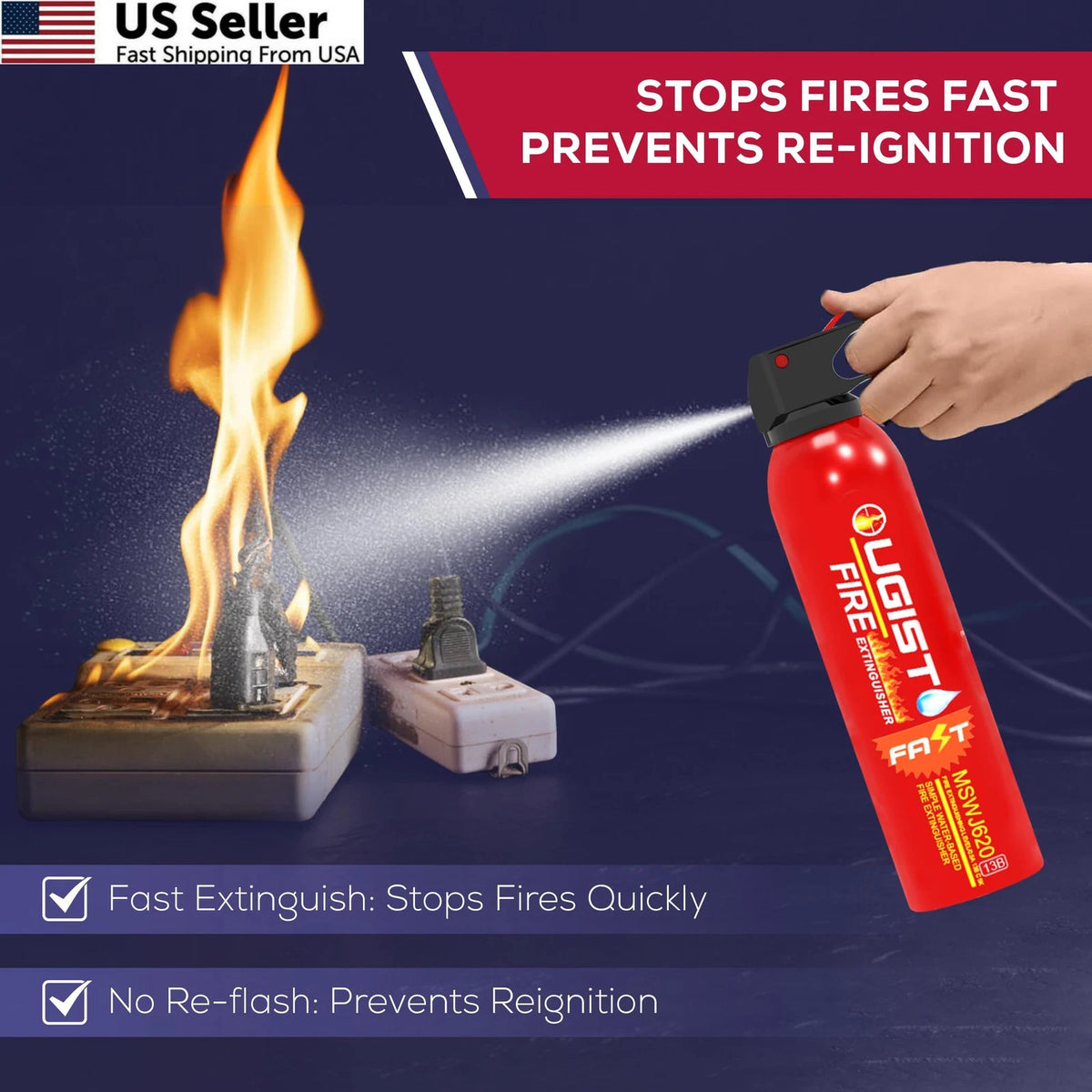 2X Fire Extinguisher Spray for Vehicle & Home 620ml (Car)