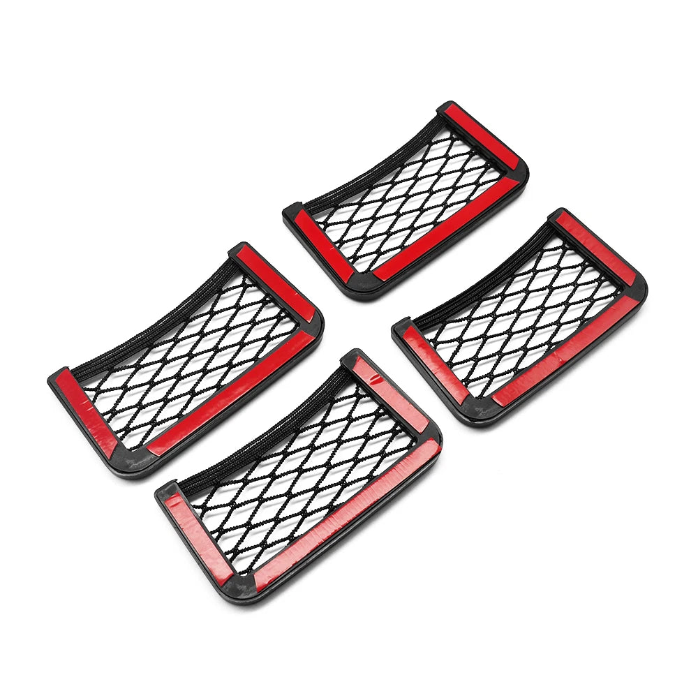 Set of 4 Elastic Net Bag Phone Holders for Car Interior - One Touch System
