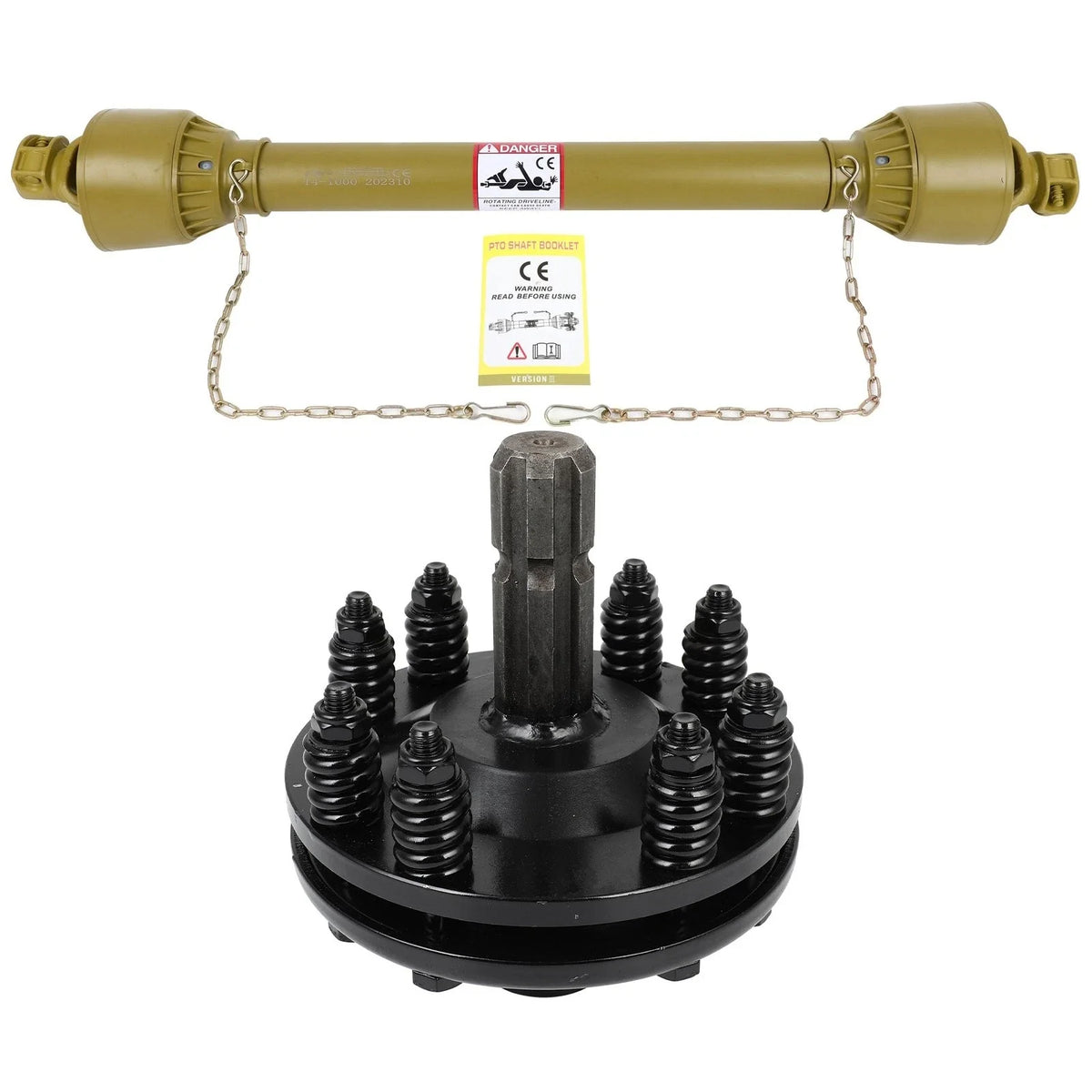 PTO Drive Shaft + Clutch for Universal Tractor (1-3/8" x 6 Spline, 39"-55")