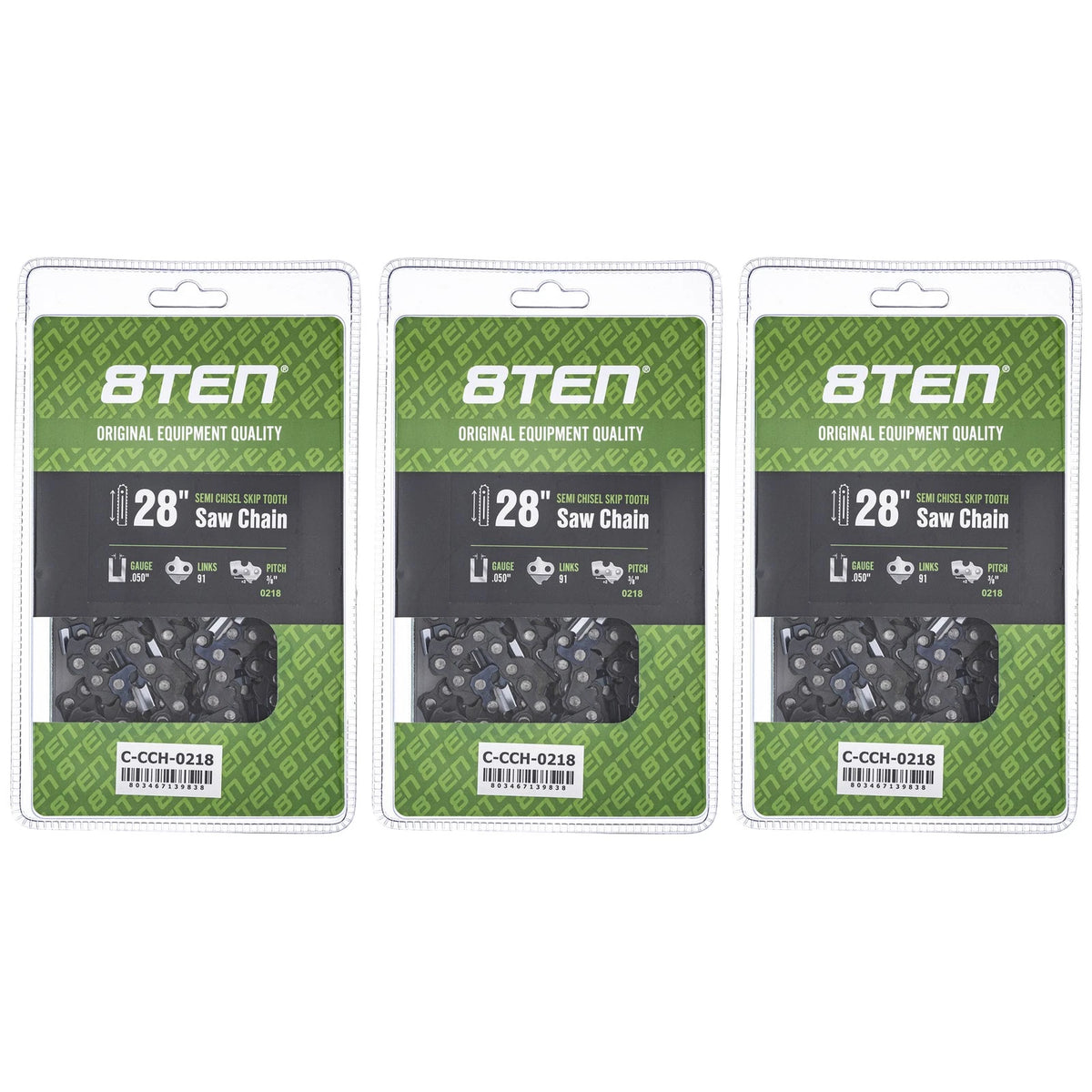 3 Pack Semi Chisel Chainsaw Chain 28 Inch .050 3/8 91DL for Stihl (72EXL091G, 72EXJ091G)