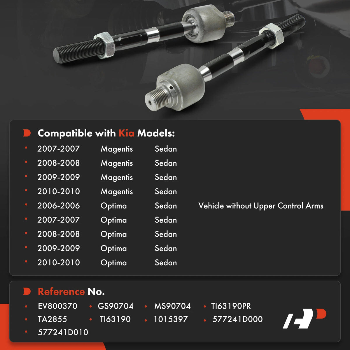 2X Front Outer Tie Rod End for Kia Optima Magentis (2006–2010) - 577241D000, 577241D010, 577242G000, 577242G010, 577241M000, EV800370