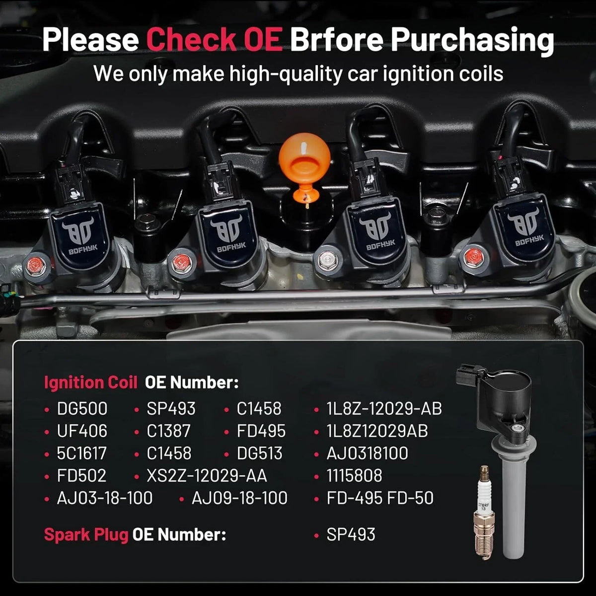 Set of 6 Ignition Coils and Spark Plugs for Ford Mazda 3.0L V6 (2000–2009)