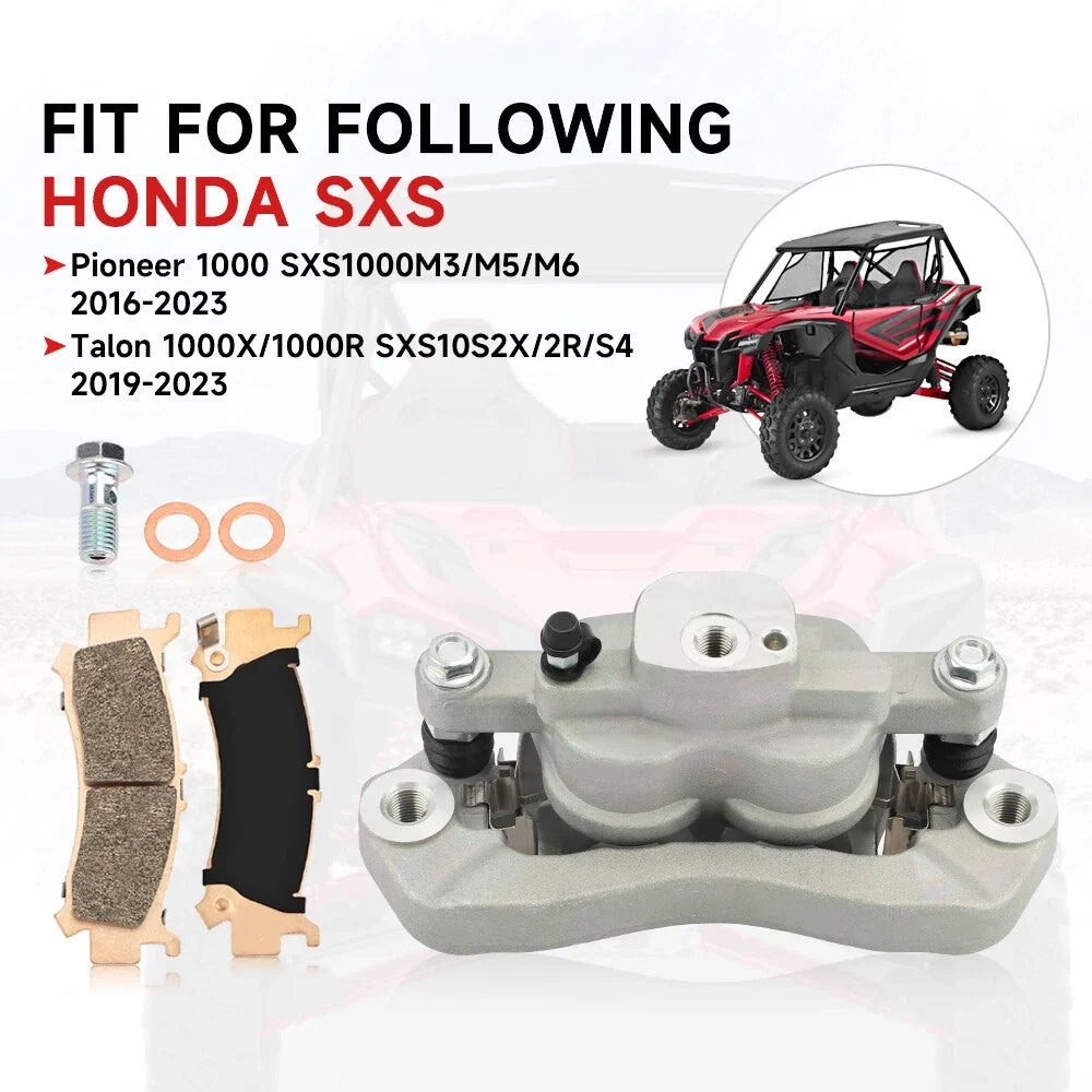 Front Left Brake Caliper with Pads for Honda Pioneer 1000 (2016–2023)