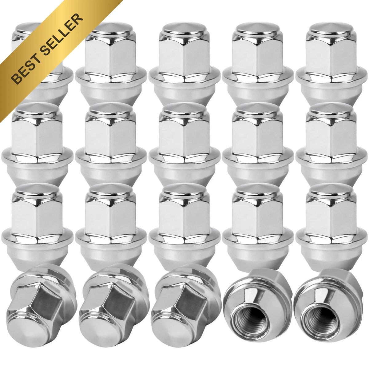 20pcs M12x1.5 Chrome Wheel Lug Nuts for Ford EcoSport Escape Focus Fusion