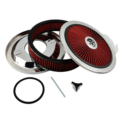 14" x 3" Red Round High Flow Washable Air Cleaner for SBC (350)