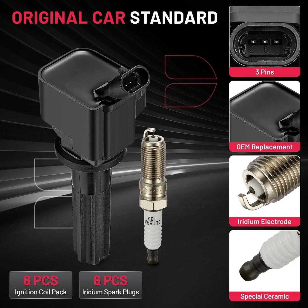 6 Pack Ignition Coil Spark Plug for Chevrolet Trailblazer EXT (2002–2006)
